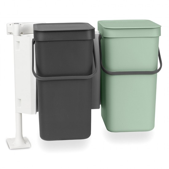 Кош за смет за разделно събиране Brabantia Sort&Go 2x12L, Dark Grey & Jade Green Кош за смет за разделно събиране Brabantia Sort&Go 2x12L, Dark Grey & Jade Green