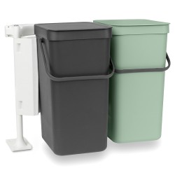 Кош за смет за разделно събиране Brabantia Sort&Go 2x16L,  Dark Grey & Jade Green