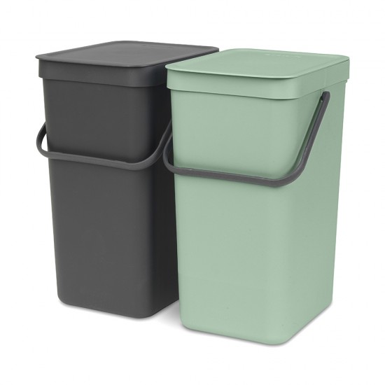 Кош за смет за разделно събиране Brabantia Sort&Go 2x16L, Dark Grey & Jade Green Кош за смет за разделно събиране Brabantia Sort&Go 2x16L, Dark Grey & Jade Green