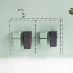 Кош за смет за разделно събиране Brabantia Sort&Go 2x16L,  Dark Grey & Jade Green