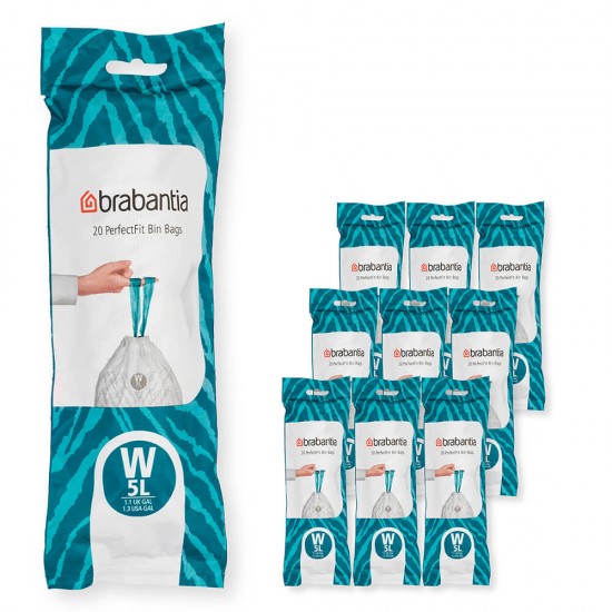 Торба за кош Brabantia PerfectFit NewIcon размер W, 5L, 200 броя, кутия