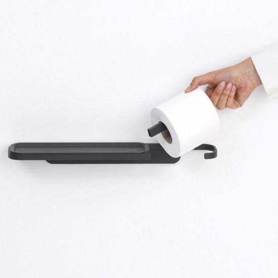 Държач за тоалетна хартия с рафт Brabantia MindSet Mineral Infinite Grey