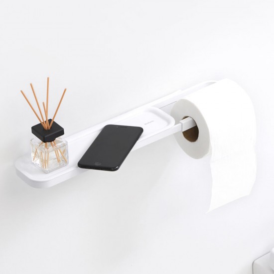 Държач за тоалетна хартия с рафт Brabantia MindSet Mineral Fresh White