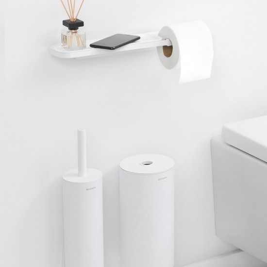 Държач за тоалетна хартия с рафт Brabantia MindSet Mineral Fresh White