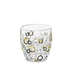 Чаша за уиски Bohemia 1845 Lisboa Gold and Black Circles 350ml, 6 броя
