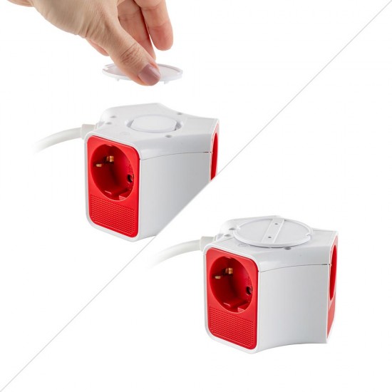 Разклонител Muhler с ключ, 3 гн., +2X USB порта тип А+C, с опция за монтаж