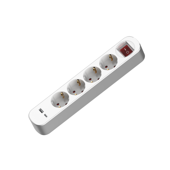 Разклонител Muhler с ключ, 4гн.+2X USB порта тип А+C Разклонител Muhler с ключ, 4гн.+2X USB порта тип А+C