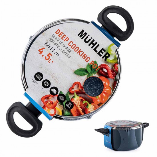 Тенджера дълбока Muhler Nia MR-2245D 22x13cm, 4.5L. Тенджера дълбока Muhler Nia MR-2245D 22x13cm, 4.5L.