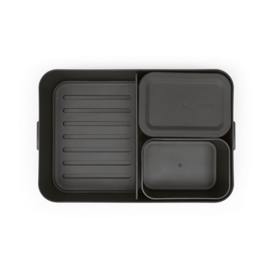 Кутия за обяд Brabantia Make&Take 2L, Dark Grey, с разделители Кутия за обяд Brabantia Make&Take 2L, Dark Grey, с разделители