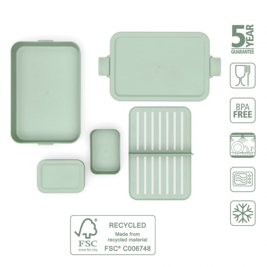 Кутия за обяд Brabantia Make&Take 2L, Jade Green, с разделители Кутия за обяд Brabantia Make&Take 2L, Jade Green, с разделители