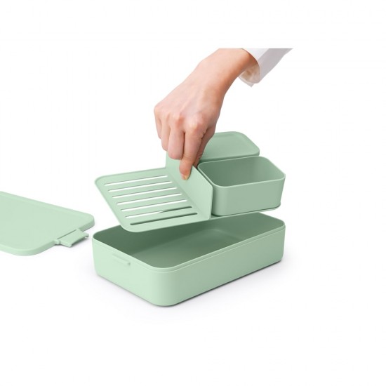 Кутия за обяд Brabantia Make&Take 2L, Jade Green, с разделители Кутия за обяд Brabantia Make&Take 2L, Jade Green, с разделители