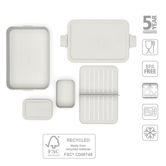 Кутия за обяд Brabantia Make&Take 2L, Light Grey, с разделители Кутия за обяд Brabantia Make&Take 2L, Light Grey, с разделители