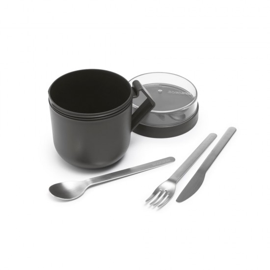 Чаша с капак Brabantia Make&Take 600ml, Dark Grey Чаша с капак Brabantia Make&Take 600ml, Dark Grey