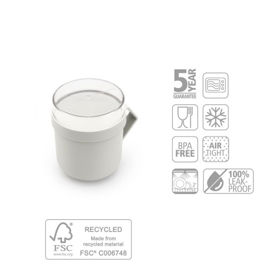 Чаша с капак Brabantia Make&Take 600ml, Light Grey Чаша с капак Brabantia Make&Take 600ml, Light Grey