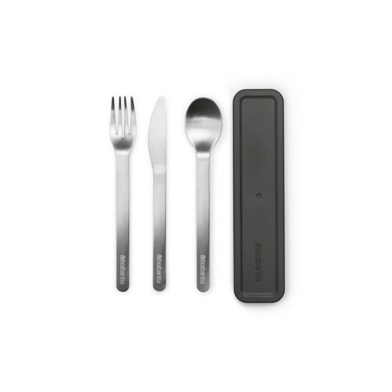 Комплект прибори за хранене Brabantia Make&Take 3 части, Dark Grey Комплект прибори за хранене Brabantia Make&Take 3 части, Dark Grey