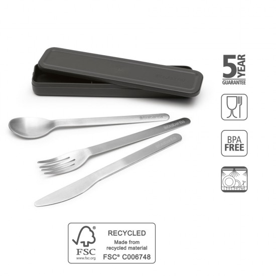 Комплект прибори за хранене Brabantia Make&Take 3 части, Dark Grey Комплект прибори за хранене Brabantia Make&Take 3 части, Dark Grey