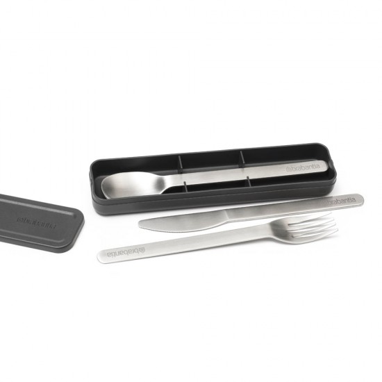 Комплект прибори за хранене Brabantia Make&Take 3 части, Dark Grey Комплект прибори за хранене Brabantia Make&Take 3 части, Dark Grey