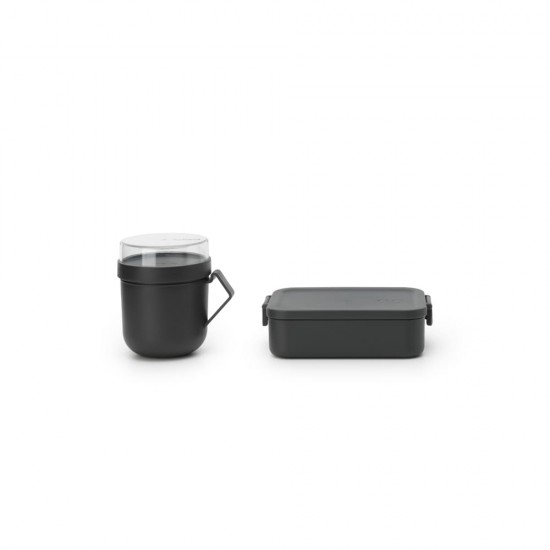 Комплект за обяд Brabantia Make&Take 2 части, Dark Grey, чаша и кутия Комплект за обяд Brabantia Make&Take 2 части, Dark Grey, чаша и кутия
