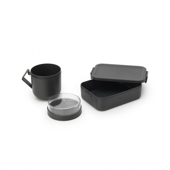 Комплект за обяд Brabantia Make&Take 2 части, Dark Grey, чаша и кутия Комплект за обяд Brabantia Make&Take 2 части, Dark Grey, чаша и кутия