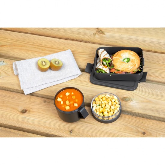 Комплект за обяд Brabantia Make&Take 2 части, Dark Grey, чаша и кутия Комплект за обяд Brabantia Make&Take 2 части, Dark Grey, чаша и кутия