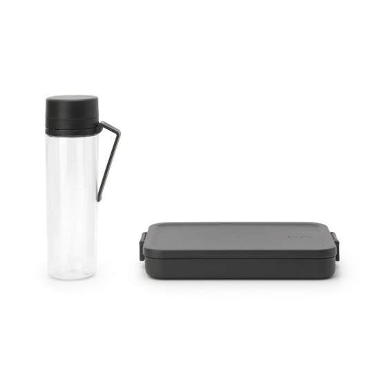 Комплект за обяд Brabantia Make&Take 2 части, Dark Grey, бутилка и кутия Комплект за обяд Brabantia Make&Take 2 части, Dark Grey, бутилка и кутия