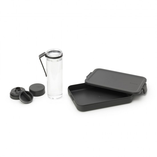 Комплект за обяд Brabantia Make&Take 2 части, Dark Grey, бутилка и кутия Комплект за обяд Brabantia Make&Take 2 части, Dark Grey, бутилка и кутия