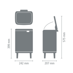 Кош за смет Brabantia Bo Small Hi 7L, Matt Steel Fingerprint Proof