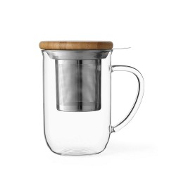 Чаша за чай с цедка VIVA Minima 500ml, бамбуково капаче за запарка