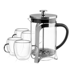 Промо-комплект Luigi Ferrero серия Coffeina - френска преса за кафе и чай 800ml + 4 чаши за чай и кафе х250ml