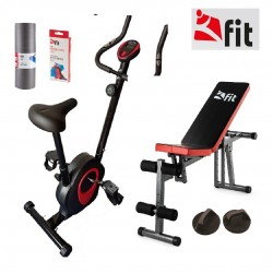 Промо-комплект Kfit Велоергометър Mount + Сгъваема лежанка Simple Flex + Стойки за лицеви опори + 3 фитнес-ластици + Фитнес-постелка