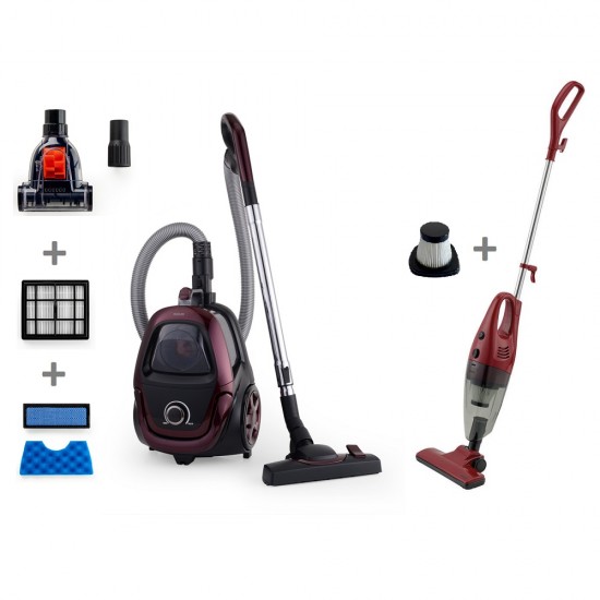 Промо-комплект Muhler прахосмукачка MVC-85BSL + прахосмукачка-стик MVS-600 + Турбо четка и допълнителни филтри