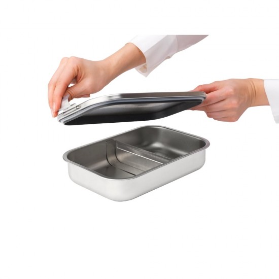 Кутия за обяд Brabantia Make&Take 2L, Matt Steel, с разделители Кутия за обяд Brabantia Make&Take 2L, Matt Steel, с разделители