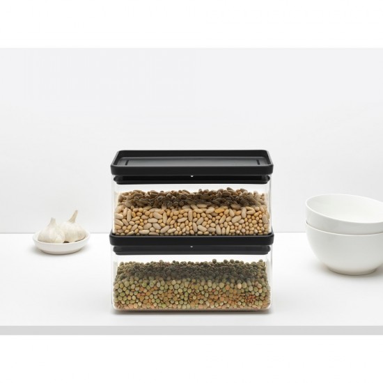 Кутия за съхранение на продукти Brabantia Tasty+ Stackable 1.5L, Dark Grey