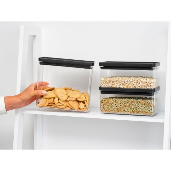 Кутии за съхранение на продукти комплект Brabantia Tasty+ Stackable 2x1.5L+1x3.5L Dark Grey