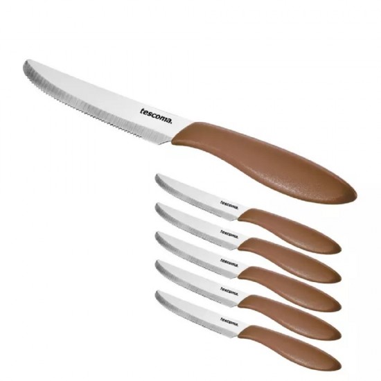 Комплект приборни ножове Tescoma Presto 12cm, 6 броя, кафяв Комплект приборни ножове Tescoma Presto 12cm, 6 броя, кафяв