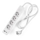 Разклонител Muhler с ключ, 4гн.+2X USB порта тип А+C(бързо зарядно)