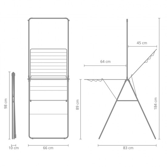 Сушилник за дрехи Brabantia Hangon 20m с допълнителен прът, Matt Black