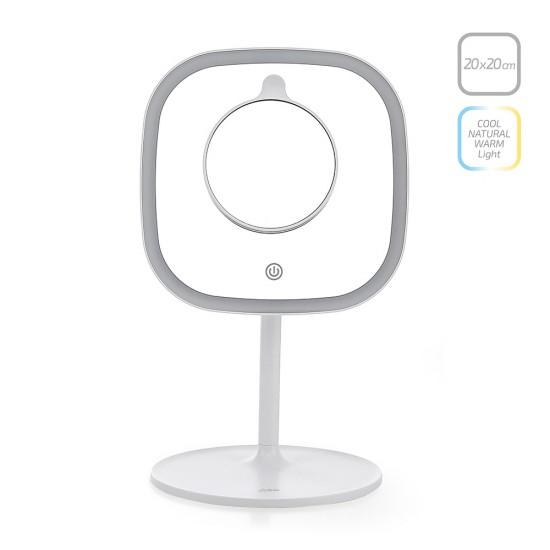 LED козметично огледало за грим Luigi Ferrero FR-805M, квадрат, 20x20 cm