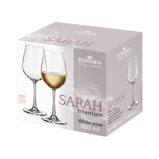 Чаша за вино Bohemia Royal Sarah 400ml, 6 броя