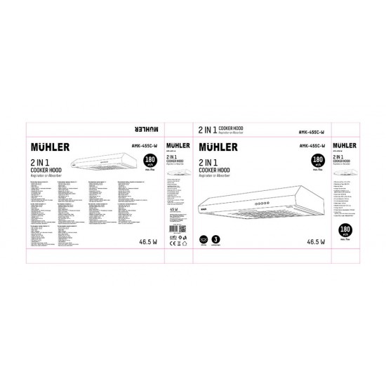 Абсорбатор Muhler AMK-455C-W, бял, класик, 180 м ³/ч, 46.5W