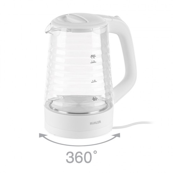 Кана електрическа Muhler WK-189G, 2200W, 1.7л. стъклена