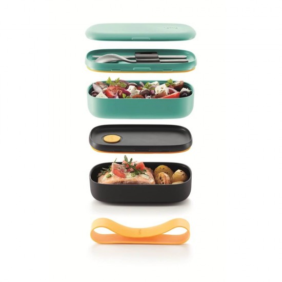 Комплект кутии за храна Lekue On The Go Turquoise, 2x500ml