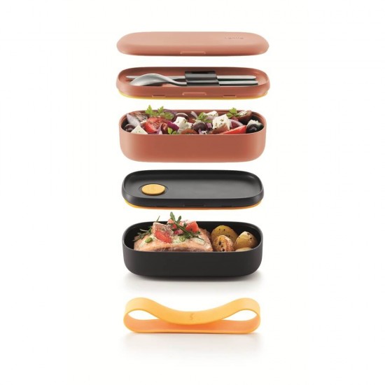 Комплект кутии за храна Lekue On The Go Coral, 2x500ml