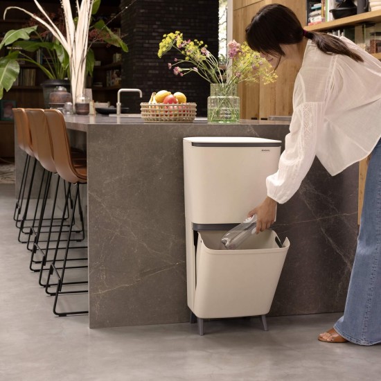 Кош за смет за разделно събиране Brabantia SortUp Hi 20+25L, Soft Beige