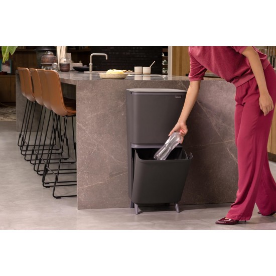 Кош за смет за разделно събиране Brabantia SortUp Hi 20+10+10L, Dark Grey
