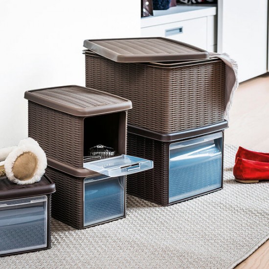 Универсална кутия с отвор Stefanplast Elegance M, 15L, Кафяв Универсална кутия с отвор Stefanplast Elegance M, 15L, Кафяв