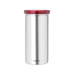 Буркан за 18 броя кафе-капсули Brabantia Matt Steel Fingerprint Proof, Red Lid