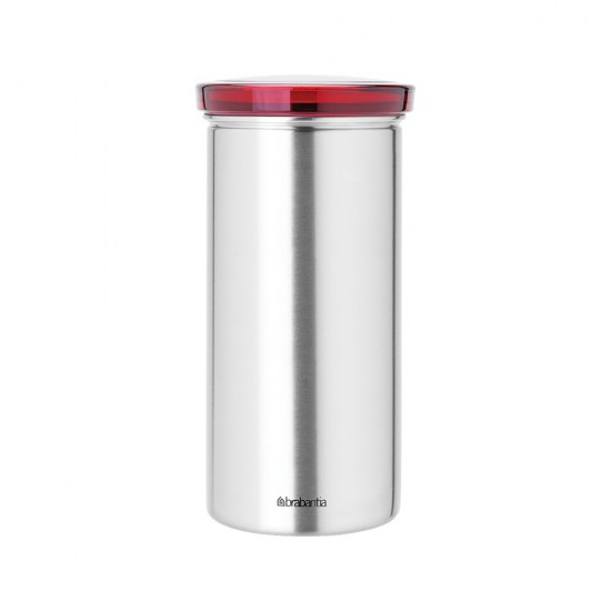 Буркан за 18 броя кафе-капсули Brabantia Matt Steel Fingerprint Proof, Red Lid