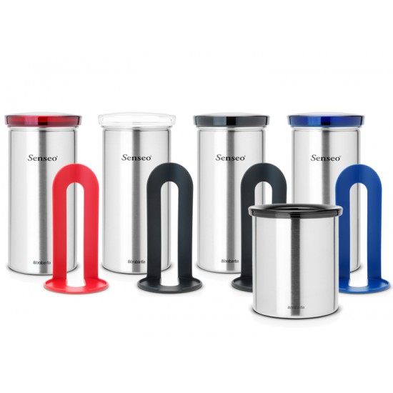 Буркан за 18 броя кафе-капсули Brabantia Matt Steel Fingerprint Proof, Grey Lid Буркан за 18 броя кафе-капсули Brabantia Matt Steel Fingerprint Proof, Grey Lid
