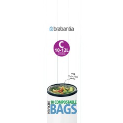 Торба за кош Brabantia PerfectFit Sort&Go/Silent/Touch размер C, 10-12L, 10 броя, зелени, биоразградими, ролка